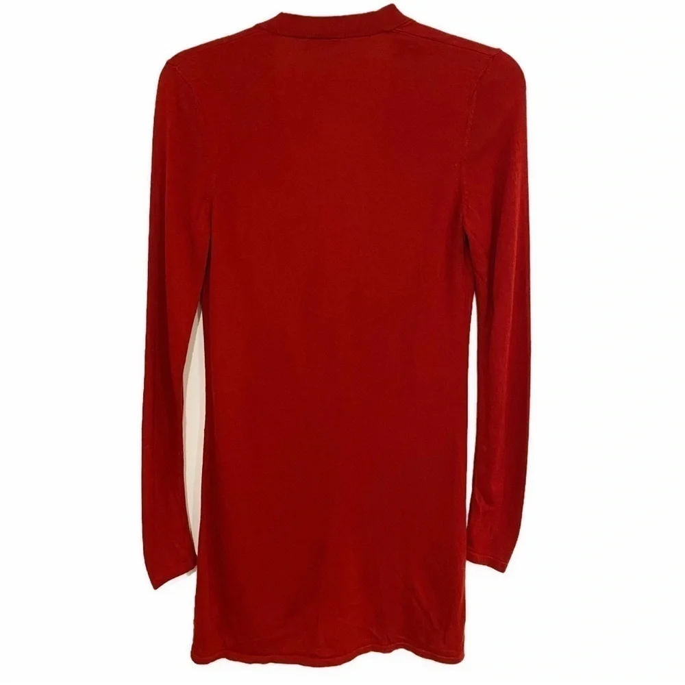 Magaschoni | Silk Cashmere Long Cardigan Maroon Button Front Size Small - Picture 2 of 7